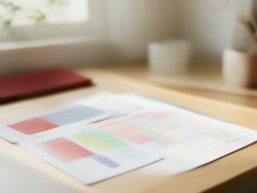 Personal activity and recovery planning documents on a desk